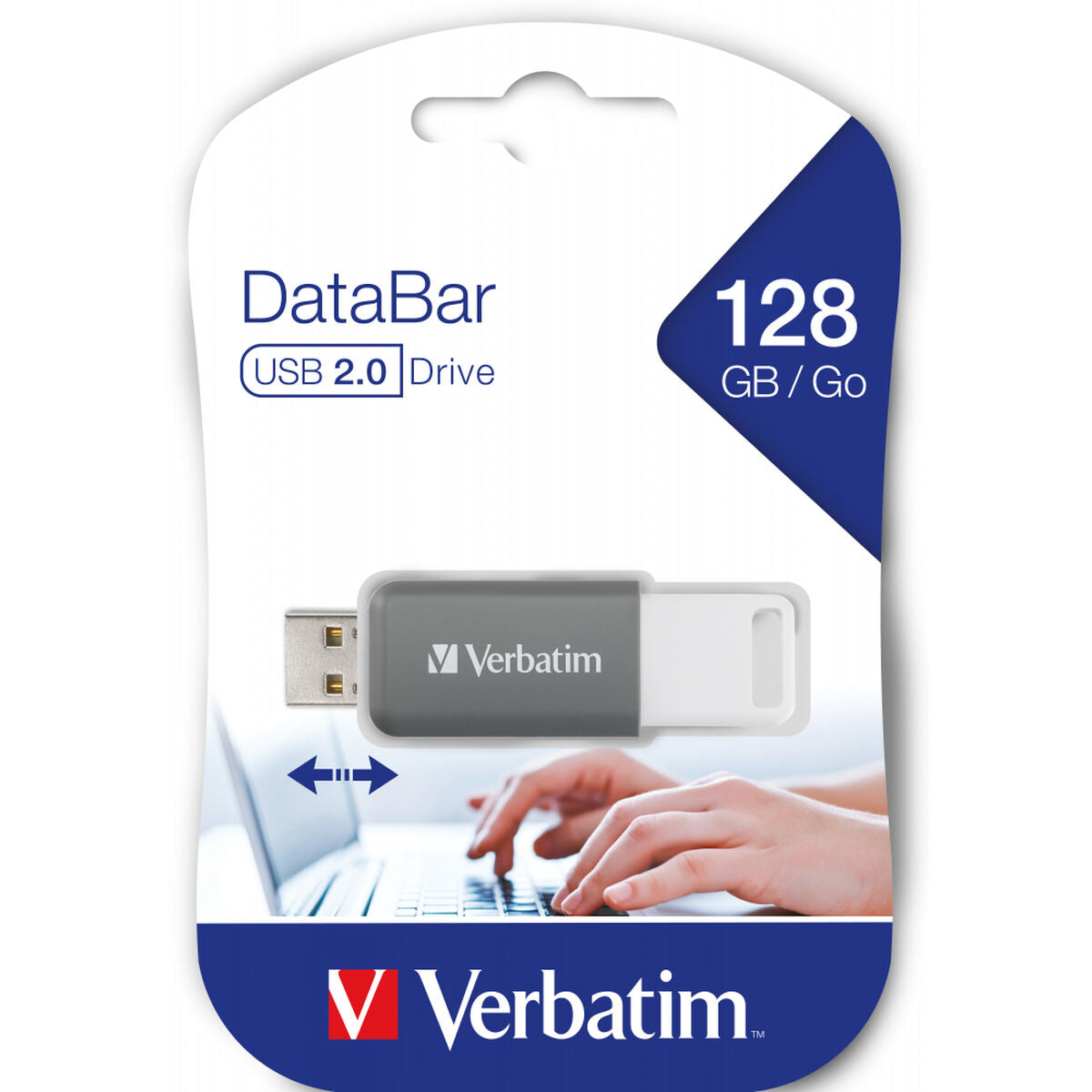 Pendrive Verbatim V DataBar Hi-Speed Retractable USB 2.0 Grey