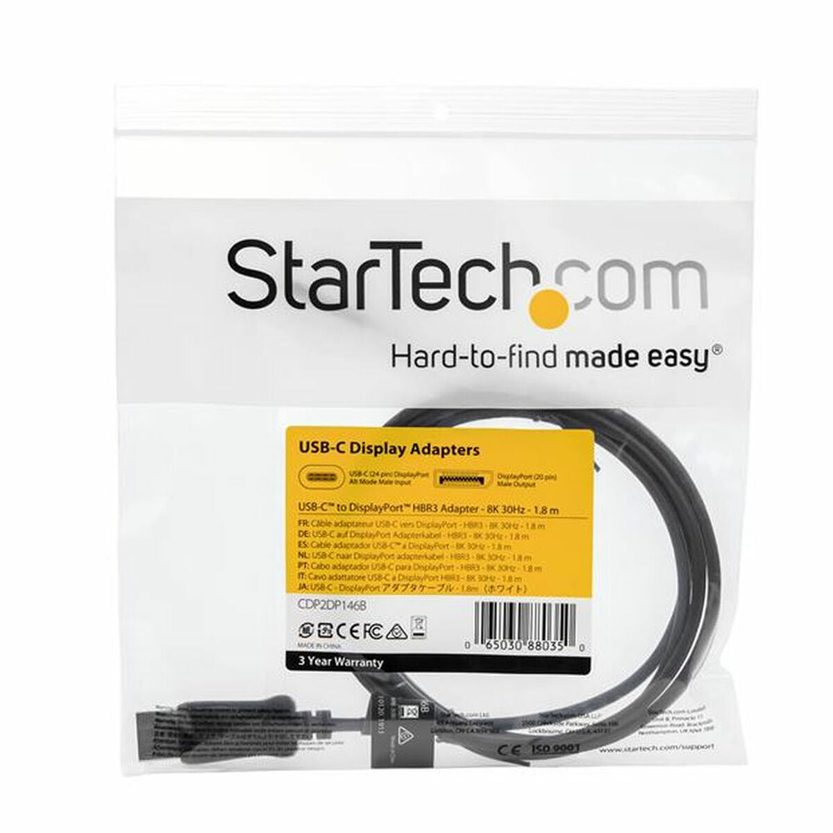 USB C to DisplayPort Adapter Startech CDP2DP146B (1,8 m) Black