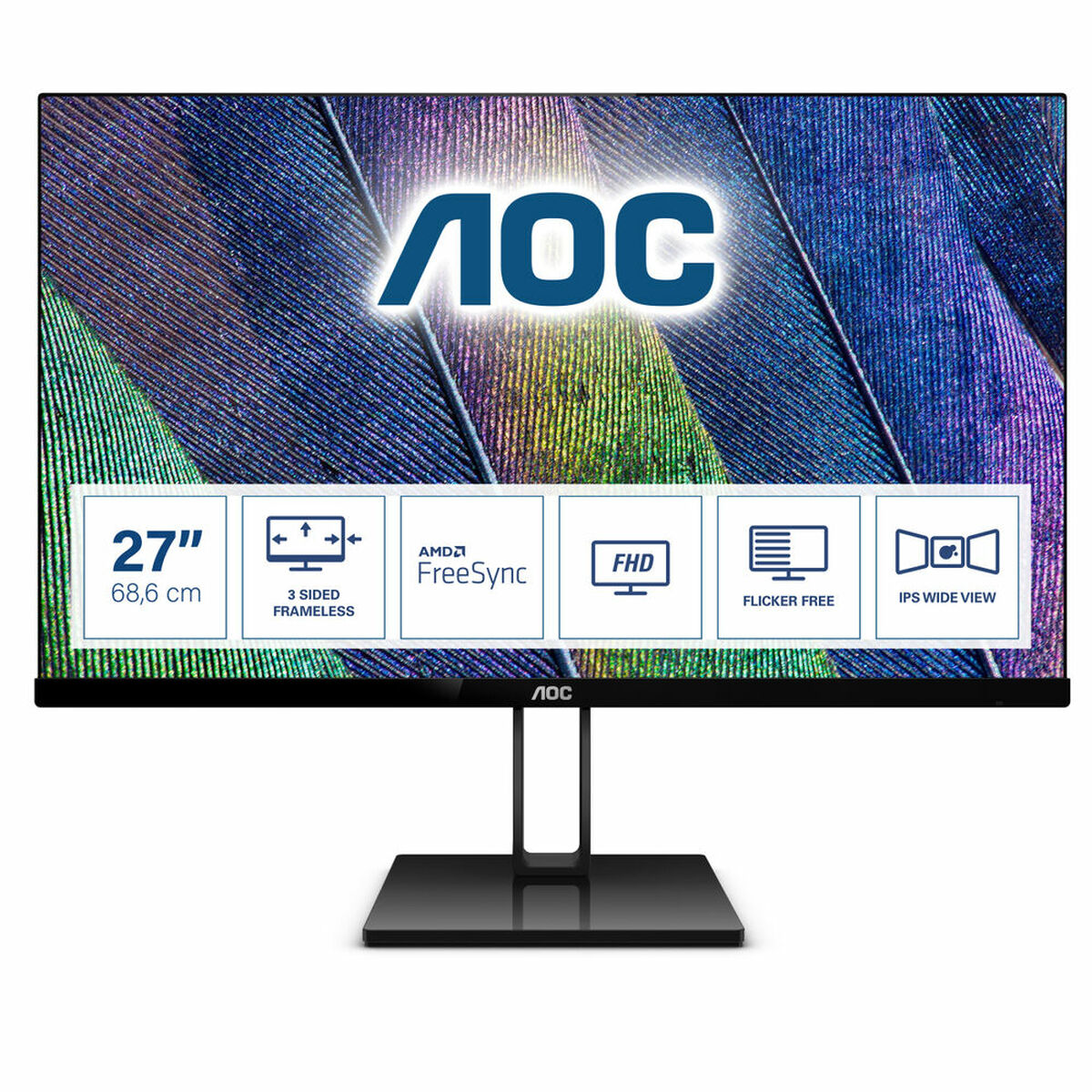 Monitor AOC 27V2Q 27" FHD LED 27" LED IPS LCD AMD FreeSync Flicker free