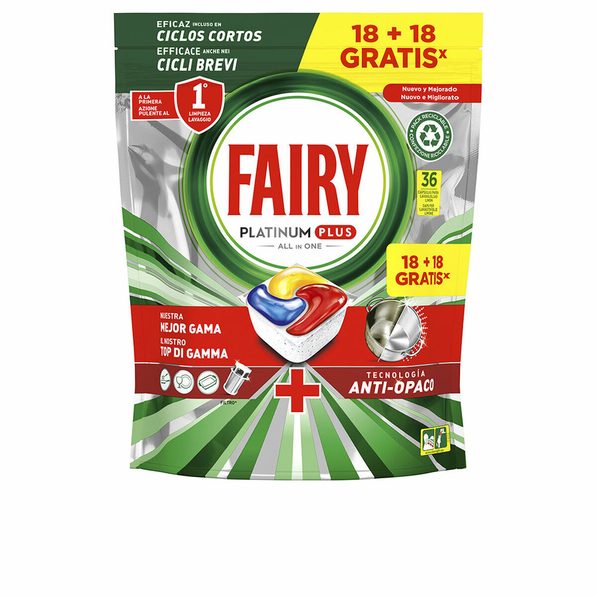 Dishwasher lozenges Fairy Platinum Plus (36 Units)