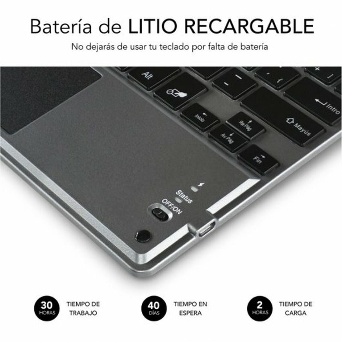Bluetooth Keyboard with Support for Tablet Subblim SUB-KBT-SMBT51 Grey Multicolour Spanish Qwerty