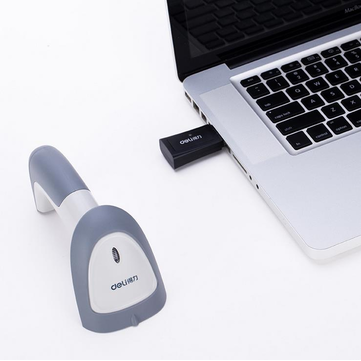 Deli 14881 Wireless BarCode Scanner USB 32 Bits One Dimensional ABS Code Scanner