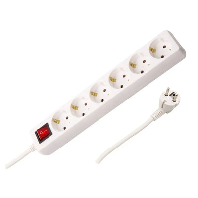 Power Socket - 6 Sockets with Switch Silver Electronics 9636