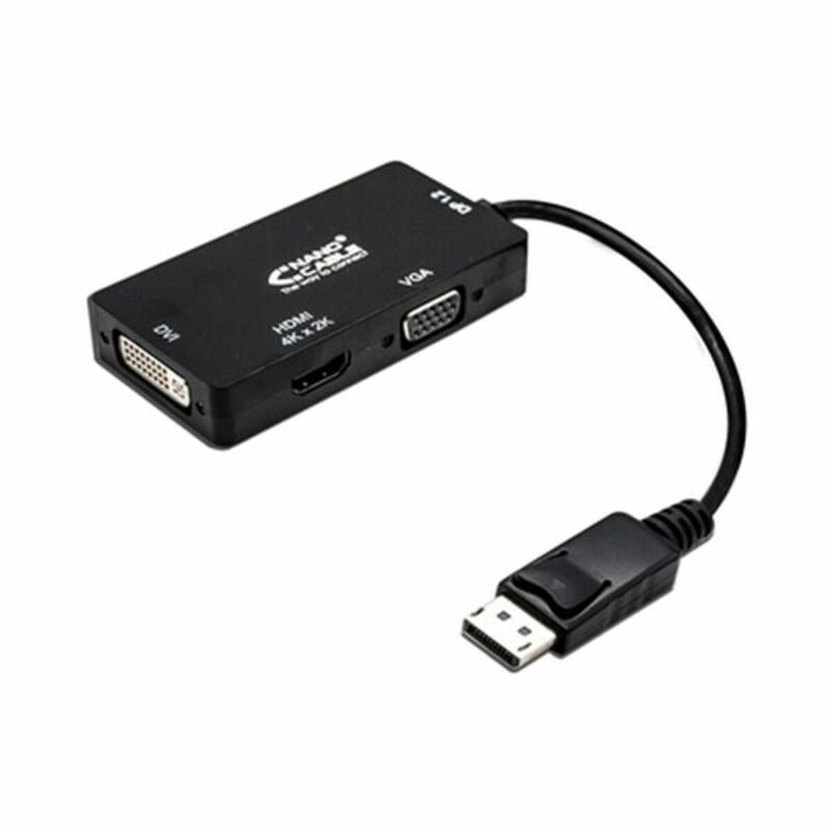 DisplayPort to VGA/DVI/HDMI adapter 3 en 1 NANOCABLE 10.16.3301-BK