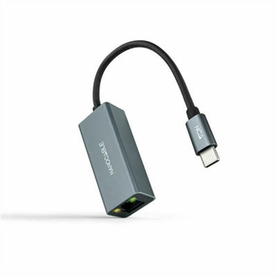 USB C to RJ45 Network Adapter NANOCABLE Conversor USB-C a Ethernet Gigabit 10/100/1000 Mbps, Aluminio, Gris, 15 cm