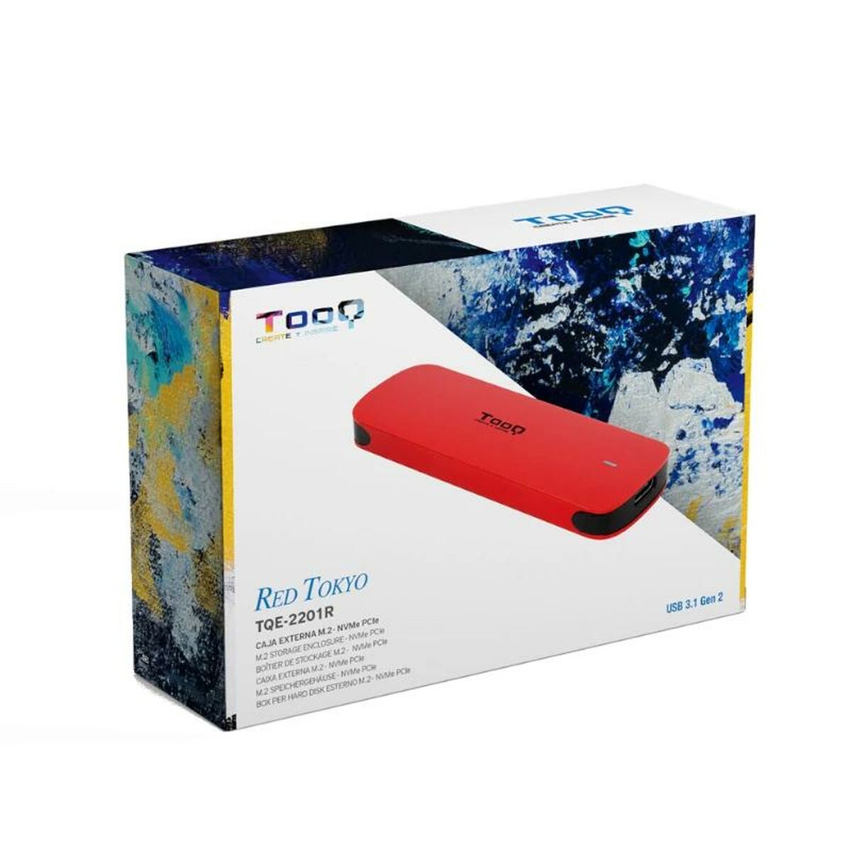 External Box TooQ TQE-2201R Red USB USB-C USB 3.1 M.2