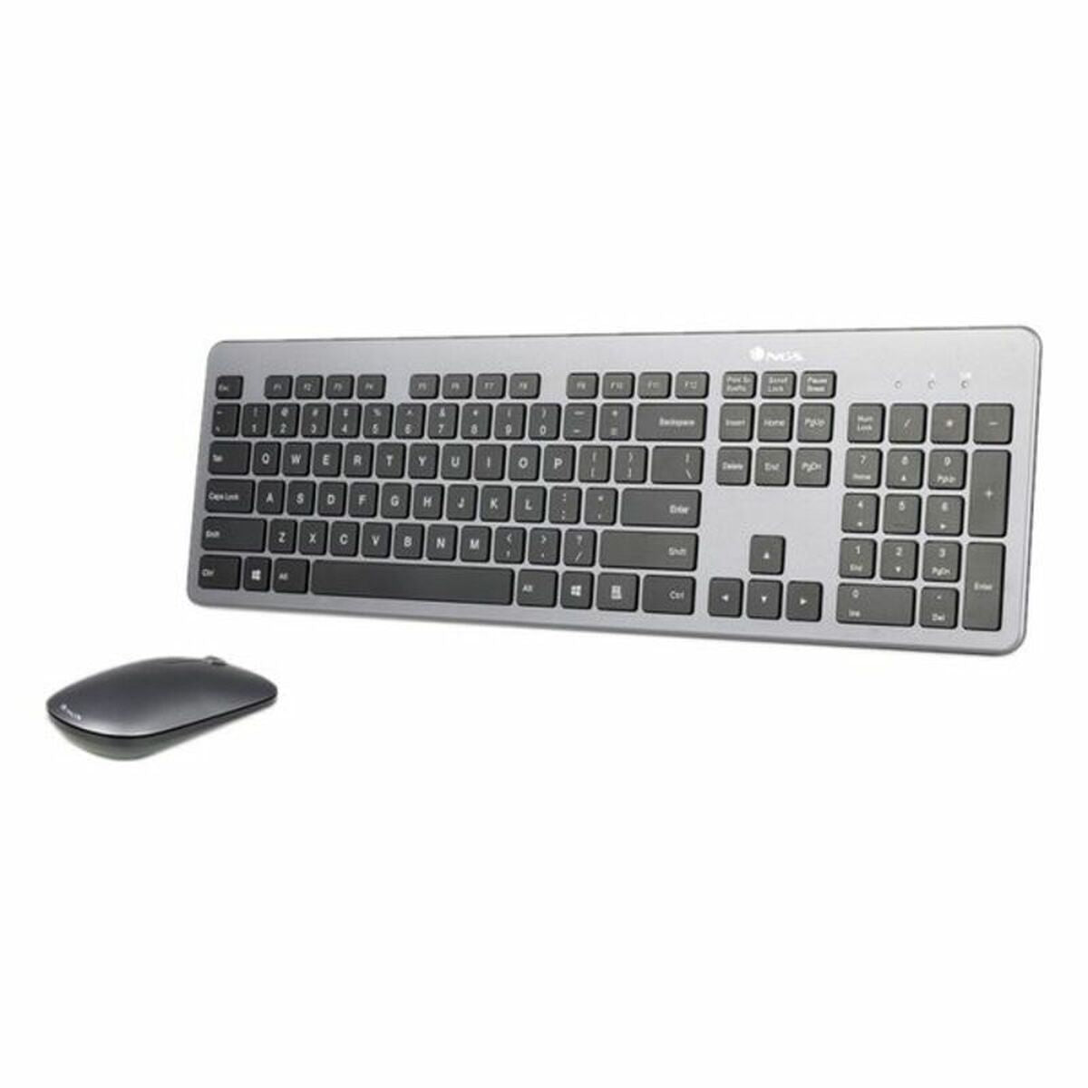 Keyboard and Wireless Mouse NGS MATRIXKIT Black Spanish Qwerty Grey