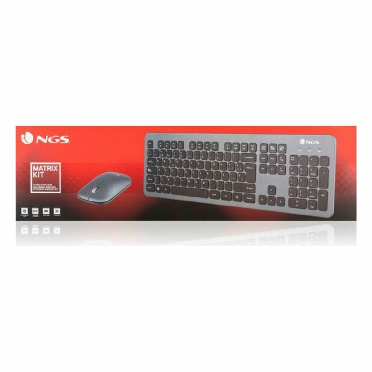 Keyboard and Wireless Mouse NGS MATRIXKIT Black Spanish Qwerty Grey
