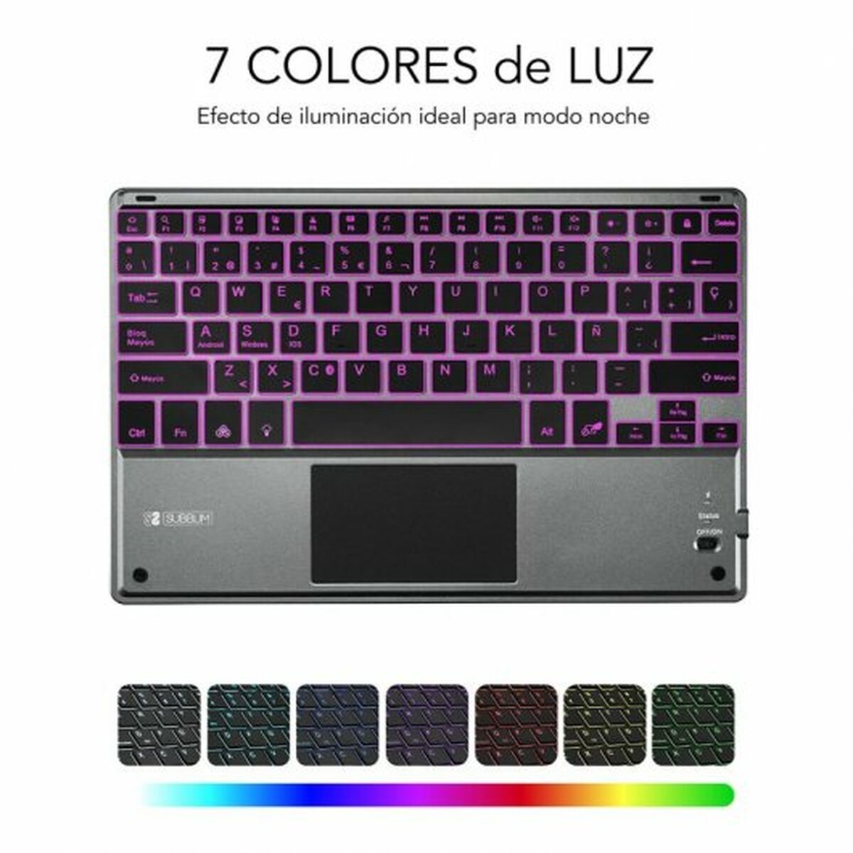 Bluetooth Keyboard with Support for Tablet Subblim SUB-KBT-SMBT51 Grey Multicolour Spanish Qwerty