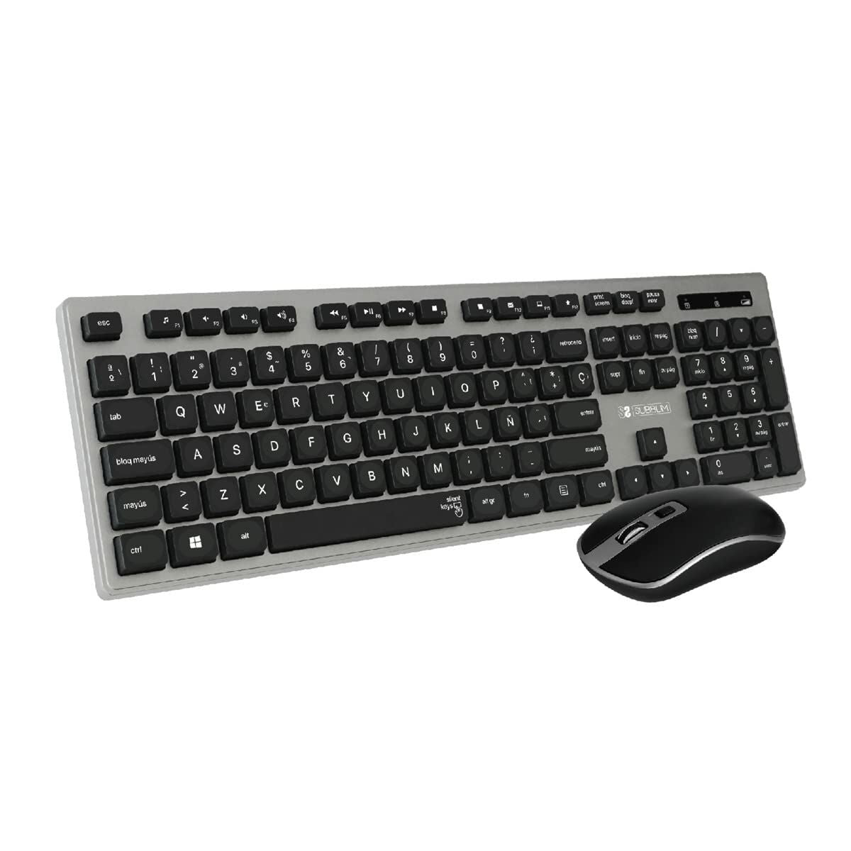 Keyboard and Wireless Mouse Subblim Spanish Qwerty Black Grey Black/Grey QWERTY