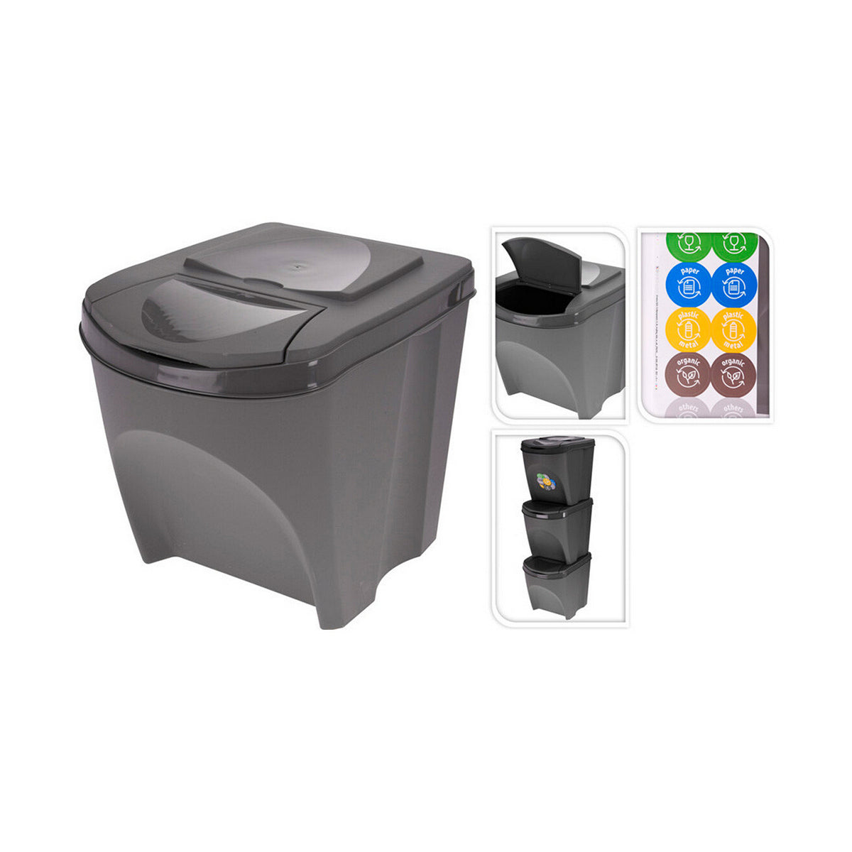 Recycling Waste Bin Sortibox Black (3 x 25 l)