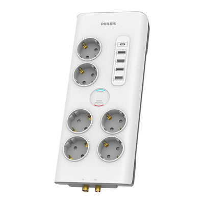 Schuko 6 Way Multi-socket Adapter Philips (2 m)