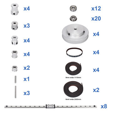 VORON V2.4 Transmission Set with MGN9H Rail/ 350MM 2GT Gates Synchronous Timing Belt for 3D Printer Accessories