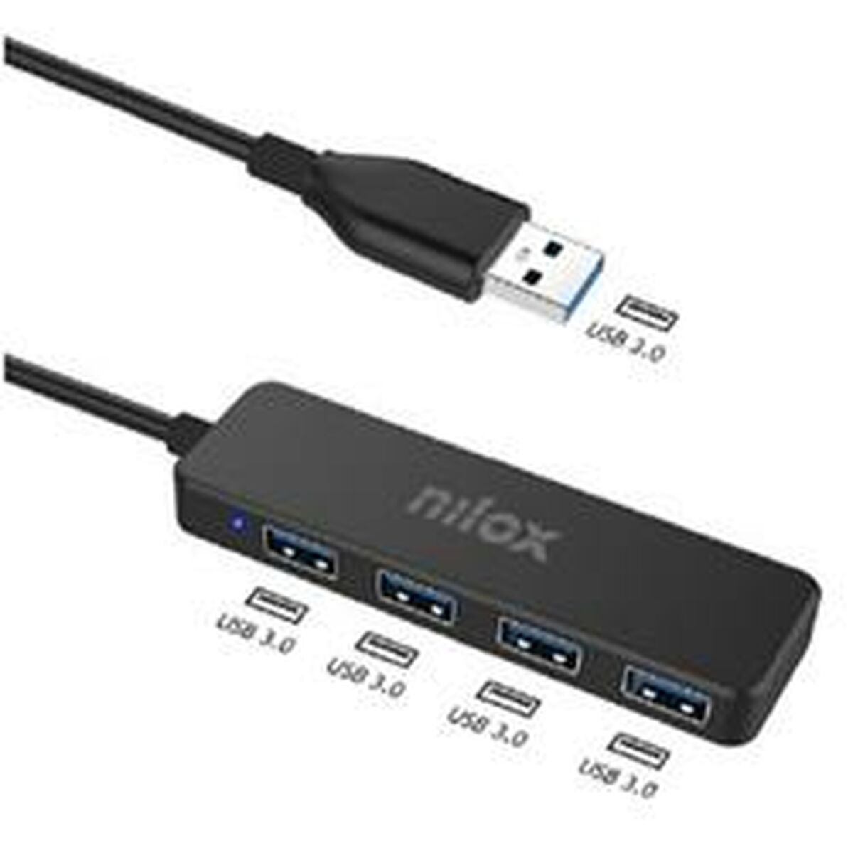 4-Port USB Hub Nilox NXHUB402 Black