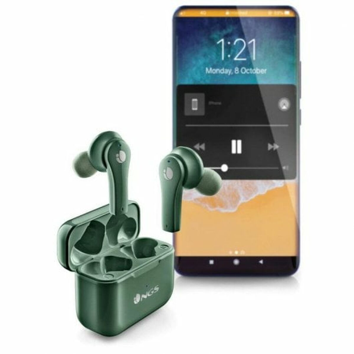 In-ear Bluetooth Headphones NGS ‎Artica Bloom Green