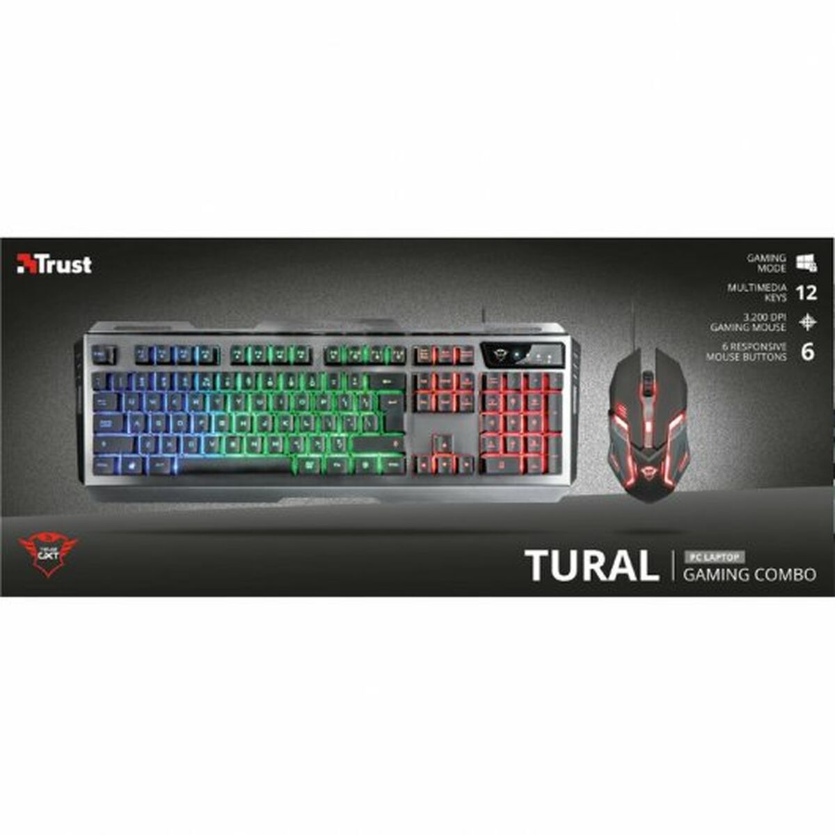 Keyboard and Mouse Trust GXT 845 Tural Black Spanish Qwerty